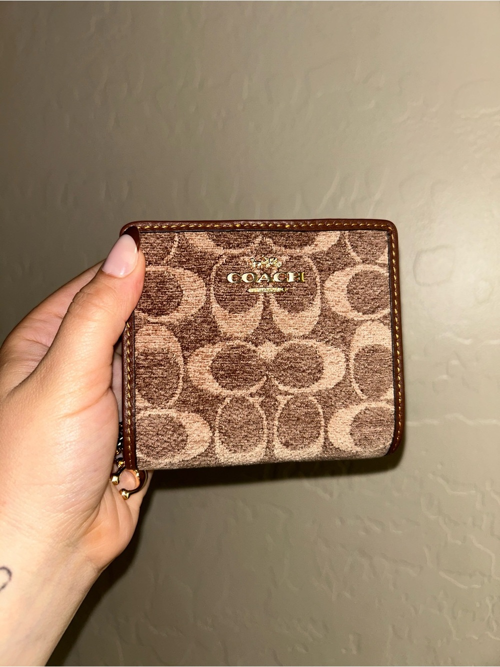 Coach Brown Signature Canvas chenille Wallet